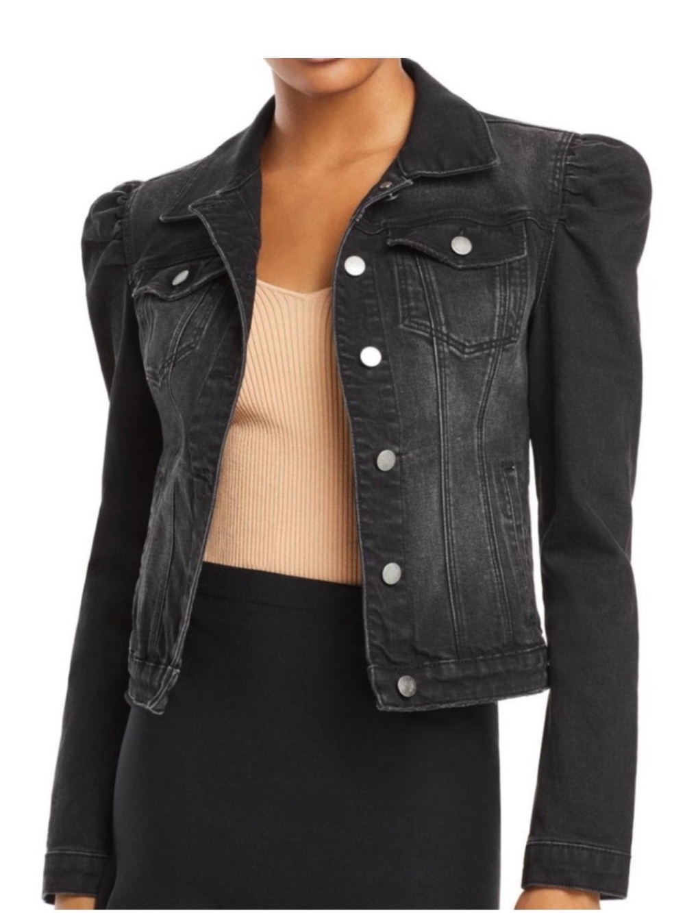 Aqua Puff Sleeve Denim Jacket Size XS/O Bloomingdale’s